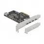 Delock PCI Express x4 karte ar 4 x USB Type-C + 1 x USB Type-A - SuperSpeed USB 10 Gbps - Low Profile formāts, USB kontrolieris
