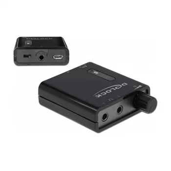 Delock 64056 pārnēsājams stereo austiņu pastiprinātājs ar divām izejām un basa pastiprinājumu