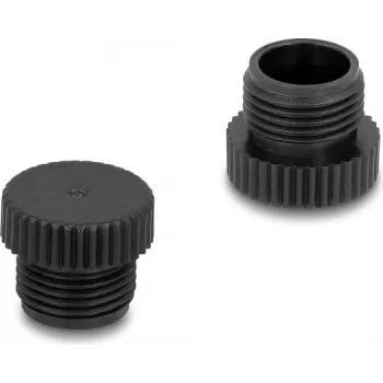 Delock M12 ligzdas aizsargvāciņš, pieskrūvējams, plastmasa, IP67 putekļu un ūdensnecaurlaidīgs, melns (60845)