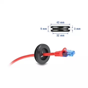 Delock gumijas kabeļu caureja apaļa Ø 38 mm melna, iepakojumā 10