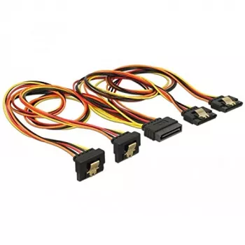 DeLOCK SATA barošanas sadalītāja kabelis 15-pin male uz 2x 15-pin female ar metāla klipsi, 50 cm, 3.3/5/12 V, melns/dzeltens/sarkans/oranžs 60152
