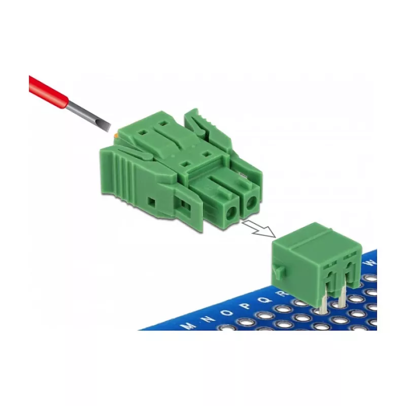 Delock PCB spaiļu bloku komplekts 2 kontakti 3,81 mm solis horizontāls 65952