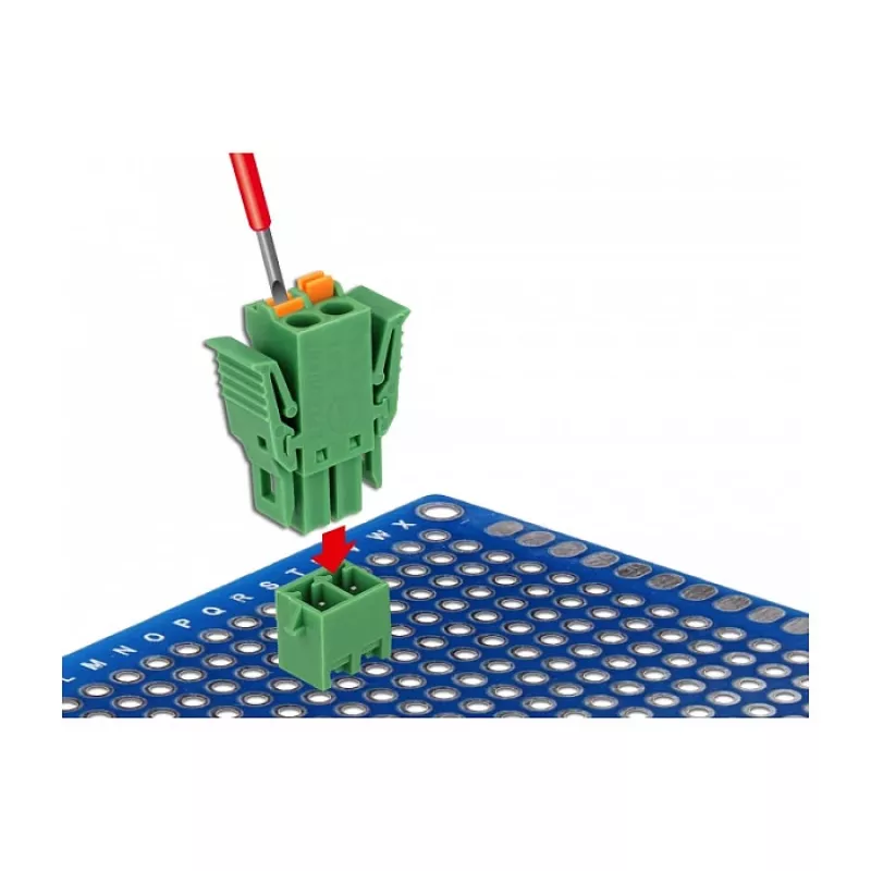 Delock spaiļu bloku komplekts PCB 2 kontaktu 3,81 mm solis vertikāls (65968)