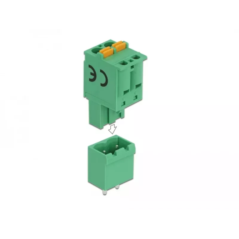 Delock termināļu bloku komplekts PCB, 2 kontakti, 5,08 mm solis, vertikāls 66500