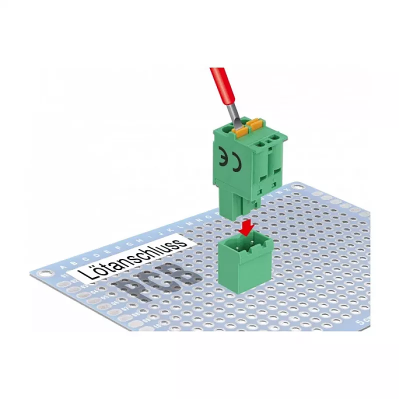 Delock termināļu bloku komplekts PCB, 2 kontakti, 5,08 mm solis, vertikāls 66500