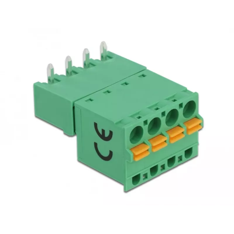Delock PCB spaiļu bloku komplekts 4 kontakti 5,08 mm solis horizontāls 66506