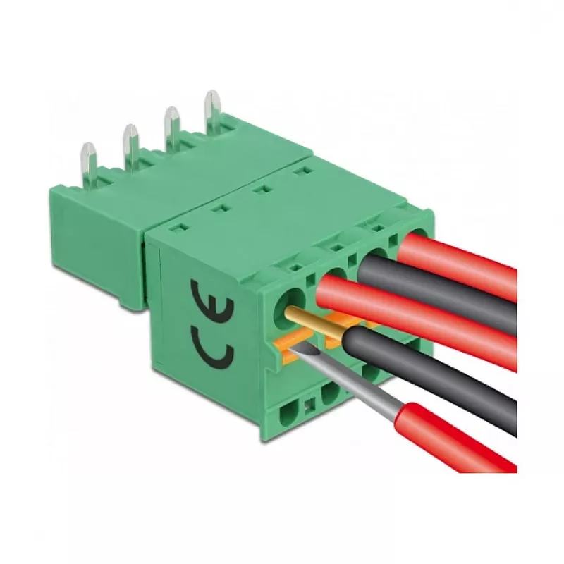 Delock PCB spaiļu bloku komplekts 4 kontakti 5,08 mm solis horizontāls 66506