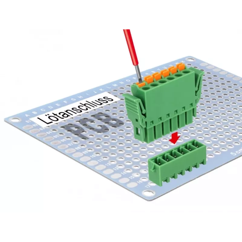 Delock PCB spaiļu bloku komplekts 6 kontakti 3,81 mm solis vertikāls (65972)