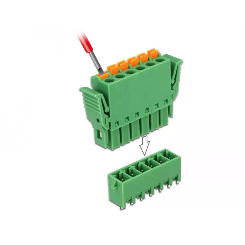 Delock PCB spaiļu bloku komplekts 6 kontakti 3,81 mm solis vertikāls (65972)