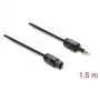 Delock TOSLINK kabelis Mini TOSLINK 3.5 mm uz TOSLINK, Ø 2.2 mm, 1.5 m, melns