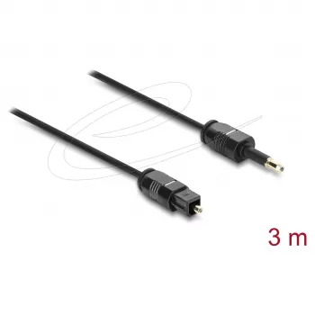Delock TOSLINK kabelis Mini TOSLINK 3.5 mm līdz TOSLINK, Ø 2.2 mm, 3 m, Melns