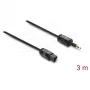 Delock TOSLINK kabelis Mini TOSLINK 3.5 mm līdz TOSLINK, Ø 2.2 mm, 3 m, Melns