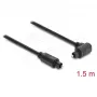 Delock TOSLINK digitālais optiskais audio kabelis, 90° leņķa līdz taisnam, 1,5 m, 4 mm, melns