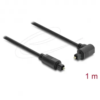 Delock TOSLINK optiskais audio kabelis 1m - 90° leņķa savienotājs - 4mm - Melns
