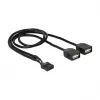 Delock USB 2.0 kontaktdakšu savienotāja uz 2 x Type-A ligzdu adaptera kabelis 40 cm 83823