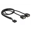 Delock USB 2.0 kontaktdakšu savienotāja uz 2 x Type-A ligzdu adaptera kabelis 40 cm 83823