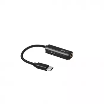 Devia Universal Smart Type-C uz 3,5 mm ligzdu vai Type-C adapteris ar PD uzlādi, melns