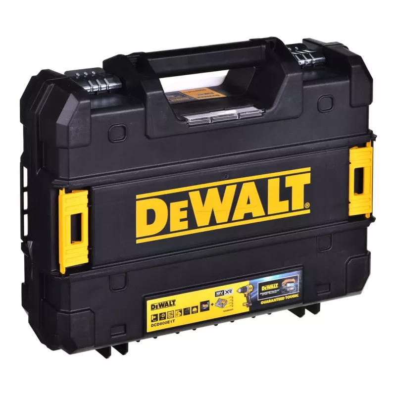 DEWALT 18V POWERSTACK bezsuku kombinētā urbjmašīna DCD800E1T 90Nm 1x1,7Ah TSTAK