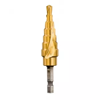 DEWALT DT5027-QZ HSS pakāpju urbis 4–12 mm, 9 pakāpes, TiN pārklājums, sešstūra kāts