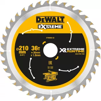 DEWALT Xtreme Runtime 210mm x 30mm 36T ripzāģa disks
