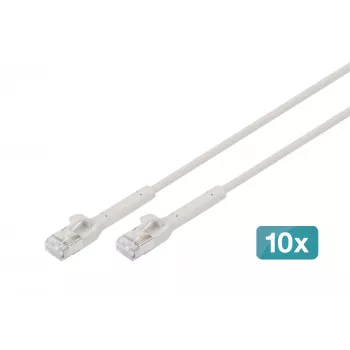 DIGITUS CAT 6A F/FTP Leņķa RJ-45 Plākstera Kabelis, Varš, 0,3 m, Pelēks, 10-Gab.