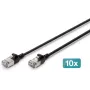 DIGITUS CAT 6A F-FTP Slim Patch Cable, 1 m, Melns, 10-Pack