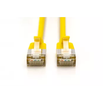 DIGITUS CAT 6A F-FTP plāns komutācijas kabelis, 1 m, dzeltens, 10 gab., LSZH, 10 Gbps, 500 MHz