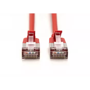 DIGITUS CAT 6A F-FTP plāns ielāpu kabelis, 5 m, Sarkans, 10 iepakojums