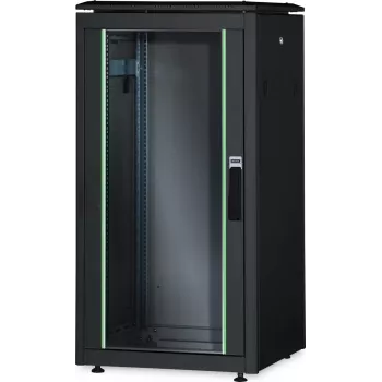 DIGITUS Unique 26U tīkla skapis 1342x600x1000mm melns (brīvi stāvošs, stikla durvis)
