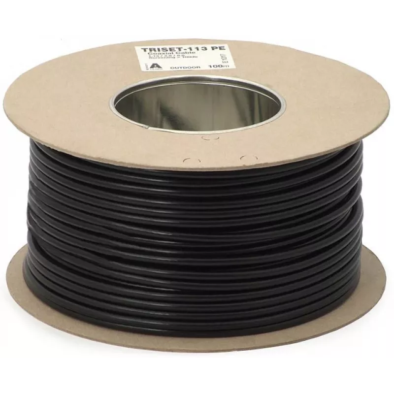 DIPOL TRISET-113 Gēla pildījuma koaksiālais kabelis 75 Ohm PE apvalks Class A 100 dB
