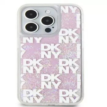 DKNY Apple iPhone 15 Pro 6,1 collu cietais vāciņš Liquid Glitter Multilogo Rozā