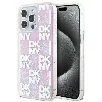 DKNY Apple iPhone 15 Pro Max 6,7 collu cietais vāciņš Liquid Glitter Multilogo rozā