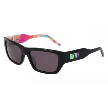 DKNY DK545S-002 Sieviešu taisnstūra saulesbrilles - Melns rāmis, pelēkas gradienta lēcas 56mm