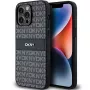 DKNY Leather Mono Stripe & Metal Logo Maciņš iPhone 14 Pro Max - Melns