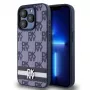 DKNY PU ādas rūtainais un svītrainais maciņš iPhone 15 Pro Max zilā krāsā