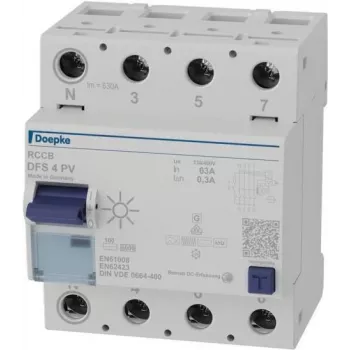 Doepke DFS4 063-4/0.30-PVFI noplūdes strāvas aizsardzības automāts 4-poliem 63 A 300 mA F tips 09146804