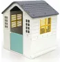 Dolu Playhouse White/Blue/Yellow – izturīga rotaļu mājiņa iekštelpām un ārpusei ar veramām durvīm, 2 logiem, UV aizsargātu plastmasu, viegli saliekama bez instrumentiem, no 2 gadu vecuma 8690089033116