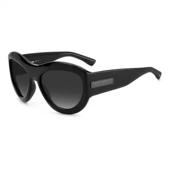 DSQUARED2 D2-0072-S-807 vīriešu saulesbrilles – melns acetāta rāmis, pelēkas CR-39 lēcas (59/19/135)
