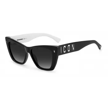 DSQUARED2 ICON0006S80S Sieviešu saulesbrilles - Melns acetāta rāmis, Pelēkas lēcas, 53mm