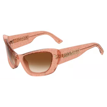 DSQUARED2 Sieviešu Saulesbrilles D2-0118-S-733 Melns Kvadrātveida Acetāta Rāmis Pelēks Gradienta Stikls 57mm