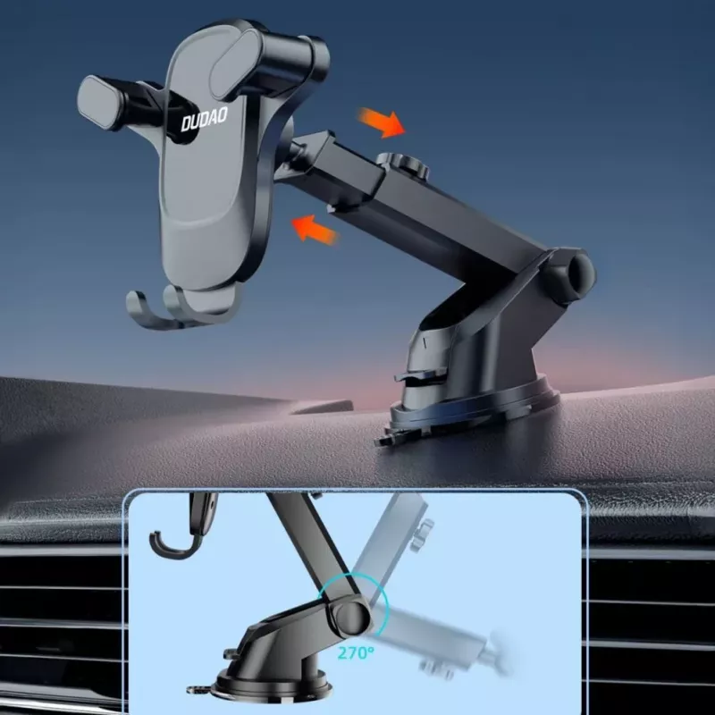 Dudao F5PRO+ Auto Turētājs ar Piesūcekni - Melns