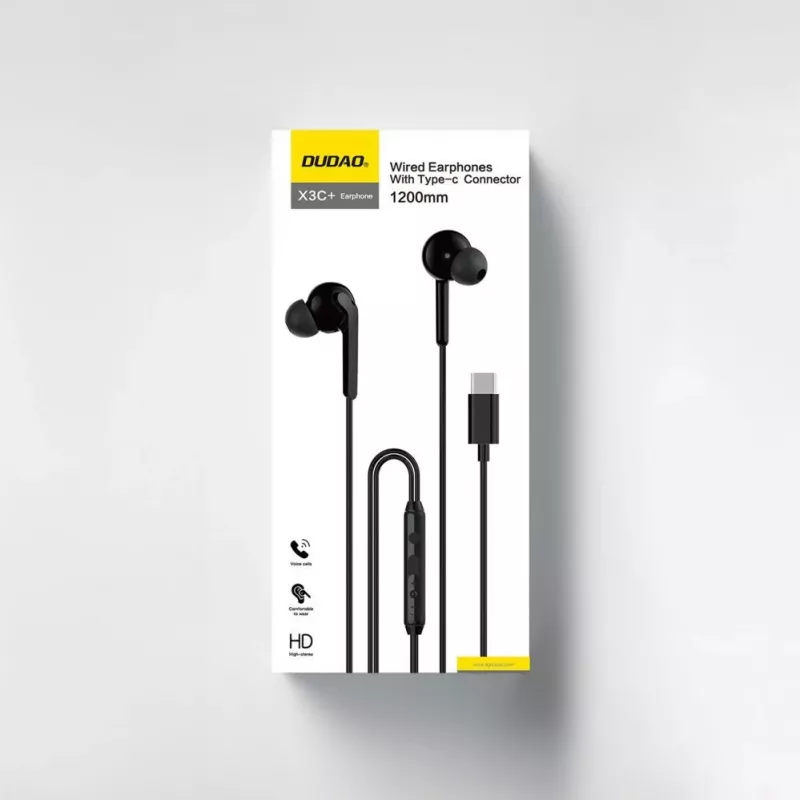 DUDAO Hi-Fi X3C+ vadu austiņas ar mikrofonu, 1,2 m, melnas