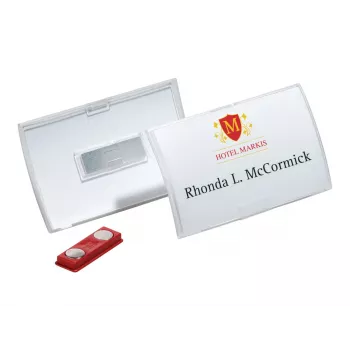 DURABLE CLICK FOLD magnētiskais vārda nozīmītes turētājs 90x54 mm, caurspīdīgs, 10 gab. (821519)