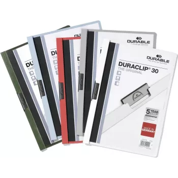 DURABLE DURACLIP 30 A4 dokumentu mape ar klipu, caurspīdīga (25 gab.) 220000