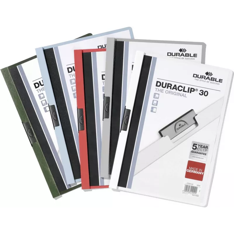 DURABLE DURACLIP 30 A4 dokumentu mape ar klipu, caurspīdīga (25 gab.) 220000