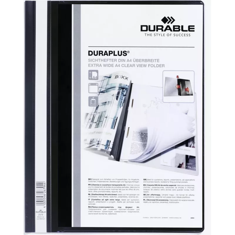 DURABLE DURAPLUS Prezentācijas mape A4+ caurspīdīga PP 25 gab. 257901