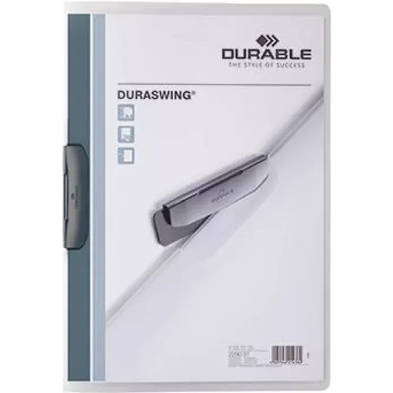 DURABLE DURASWING 30 A4 caurspīdīga dokumentu mape ar klipsi (5 gab. iepakojums) 229037