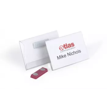DURABLE magnētiskā vārda nozīmīte 90 x 54 mm, caurspīdīga, 25 gab. iepakojumā 811719