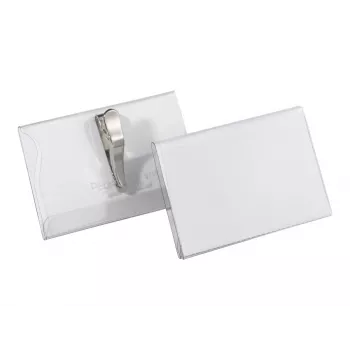 DURABLE Vārda nozīmītes turētājs 54x90 mm ar krokodila klipsi, 25 gab., caurspīdīgs 811119