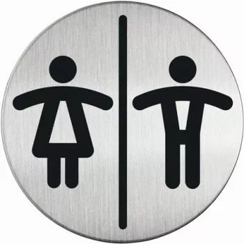 DURABLE PICTO WC Unisex tualetes zīme, apaļa, sudraba, pašlīmējoša, 83 mm, 1 gab. 492023